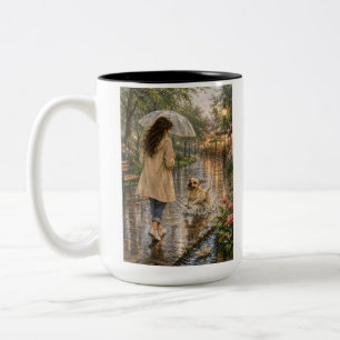 Caneca De Café Em Dois Tons Ilustração de Cachorro em Aquarela Aconchegante