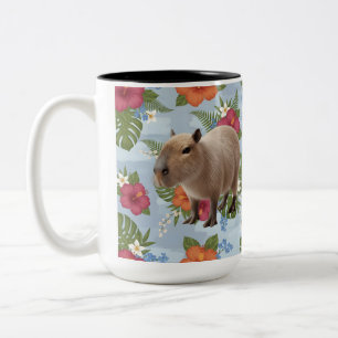 Caneca De Café Em Dois Tons Ilustração de Capivara em Aquarela Fofa