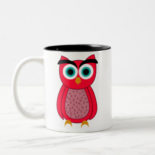Caneca De Café Em Dois Tons Ilustração de Coruja Rosa Fofa