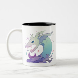 Caneca De Café Em Dois Tons Ilustração de Criatura Marinha em Pastel