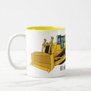 Caneca De Café Em Dois Tons Ilustração de desenho animado Bulldozer