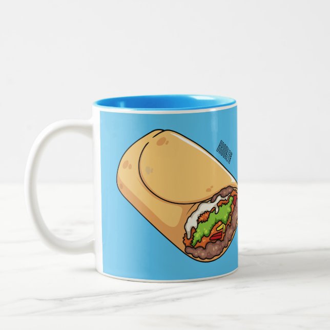 Caneca De Café Em Dois Tons Ilustração de desenho animado burrito (Esquerda)