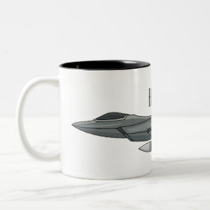 Caneca De Café Em Dois Tons Ilustração de desenho animado de aeronaves de comb