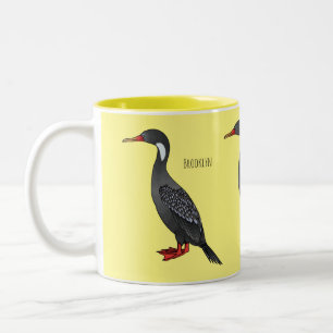 Caneca De Café Em Dois Tons Ilustração de desenho animado de aves corvos-verme