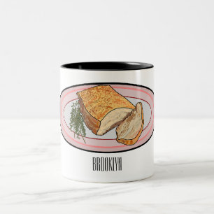 Caneca De Café Em Dois Tons Ilustração de desenho animado de barriga de porco 