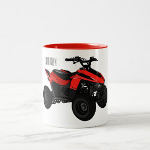 Caneca De Café Em Dois Tons Ilustração de desenho animado de bicicleta atv