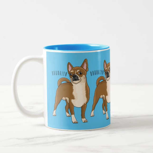 Caneca De Café Em Dois Tons Ilustração de desenho animado de cachorro Chihuahu (Esquerda)
