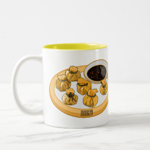Caneca De Café Em Dois Tons Ilustração de desenho animado de camarão tailandês