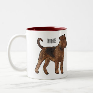 Caneca De Café Em Dois Tons Ilustração de desenho animado de cão Airedale terr