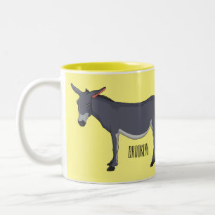 Caneca De Café Em Dois Tons Ilustração de desenho animado de Donkey