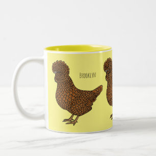 Caneca De Café Em Dois Tons Ilustração de desenho animado de frango polado Cha