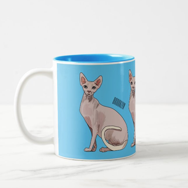 Caneca De Café Em Dois Tons Ilustração de desenho animado de gato esphynx (Esquerda)