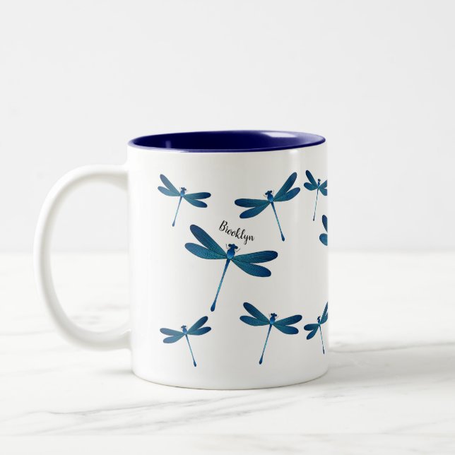 Caneca De Café Em Dois Tons Ilustração de desenho animado de libélula  (Esquerda)