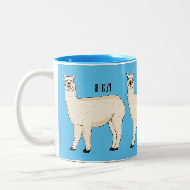Caneca De Café Em Dois Tons Ilustração de desenho animado de Llama (Esquerda)
