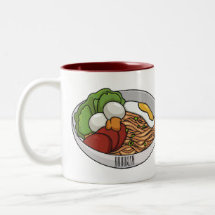 Caneca De Café Em Dois Tons Ilustração de desenho animado de macarrão