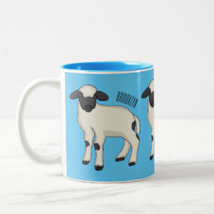 Caneca De Café Em Dois Tons Ilustração de desenho animado de ovelha Valais Bla