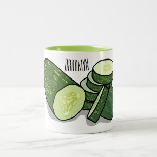 Caneca De Café Em Dois Tons Ilustração de desenho animado de pepino