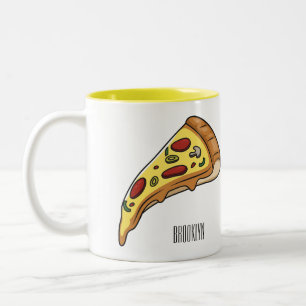Caneca De Café Em Dois Tons Ilustração de desenho animado de pizza
