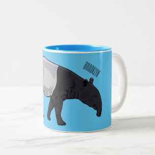 Caneca De Café Em Dois Tons Ilustração de desenho animado de Tapir