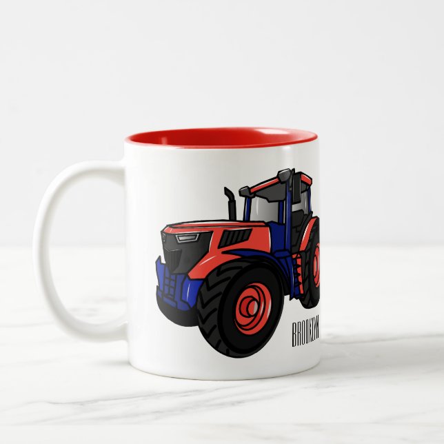 Caneca De Café Em Dois Tons Ilustração de desenho animado de trator (Esquerda)