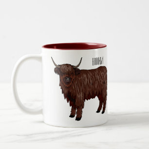 Caneca De Café Em Dois Tons Ilustração de desenho animado de vaca em terras al