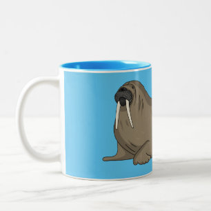 Caneca De Café Em Dois Tons Ilustração de desenho animado de Walrus