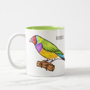 Caneca De Café Em Dois Tons ilustração de desenho animado do pássaro tentilhao