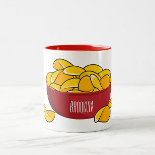 Caneca De Café Em Dois Tons Ilustração de desenho animado em chip de batata