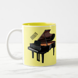 Caneca De Café Em Dois Tons Ilustração de desenho animado Piano