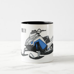 Caneca De Café Em Dois Tons Ilustração de desenho animado Snowmobile