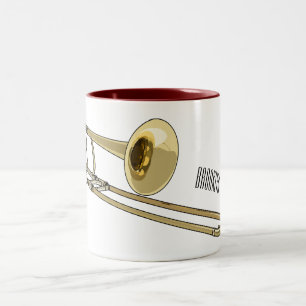 Caneca De Café Em Dois Tons Ilustração de desenho animado Trombone