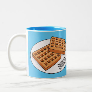 Caneca De Café Em Dois Tons Ilustração de desenho animado Waffle