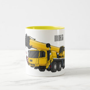 Caneca De Café Em Dois Tons Ilustração de desenho de caminhão de guindaste