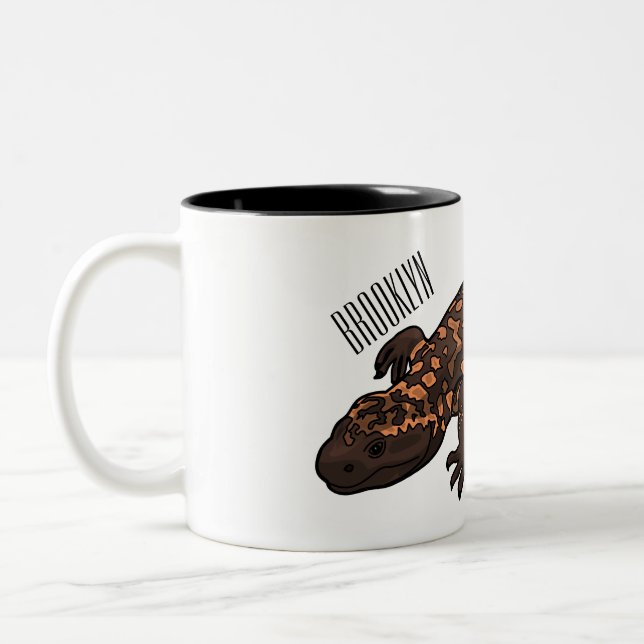 Caneca De Café Em Dois Tons Ilustração de desenho do monstro de Gila (Esquerda)