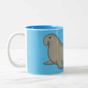 Caneca De Café Em Dois Tons Ilustração de desenho do selo elefante