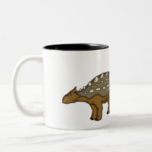 Caneca De Café Em Dois Tons Ilustração de dinossauro blindado Ankylosaurus