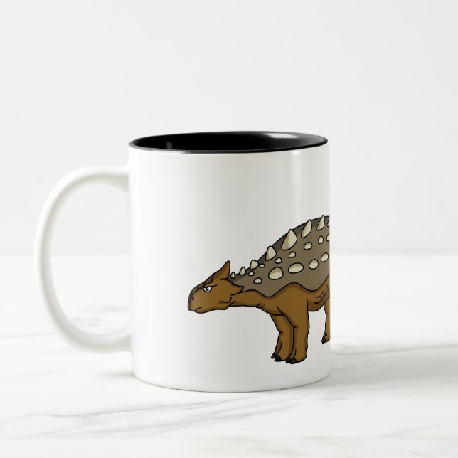 Caneca De Café Em Dois Tons Ilustração de dinossauro blindado Ankylosaurus (Esquerda)