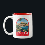 Caneca De Café Em Dois Tons Ilustração de Espanha Ibiza Vintage<br><div class="desc">Ibiza retro vetor viagem design. Ibiza é uma das ilhas Baleares,  um arquipélago de Espanha no Mar Mediterrâneo.</div>