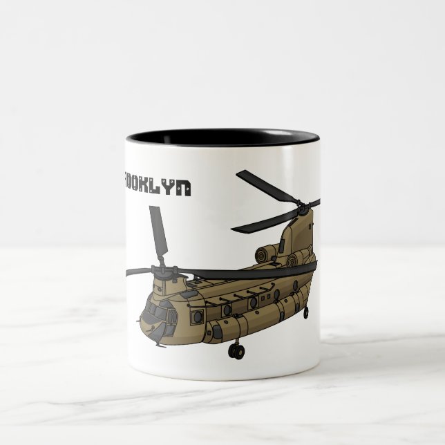 Caneca De Café Em Dois Tons Ilustração de helicóptero militar Chinook (Centro)