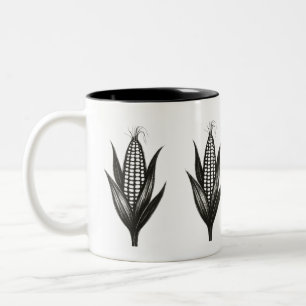 Caneca De Café Em Dois Tons Ilustração de Milho com Tinta Preta – Desenho de C