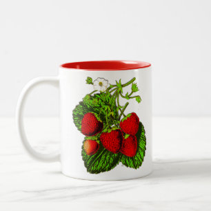 Caneca De Café Em Dois Tons Ilustração de Morango Botânico - Berries Vermelhos