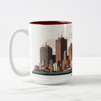 Caneca De Café Em Dois Tons Ilustração de Mug Skyline City em Jersey
