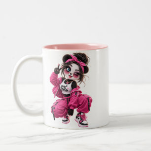 Caneca De Café Em Dois Tons Ilustração de Panda Bonito Barista Amante de Café