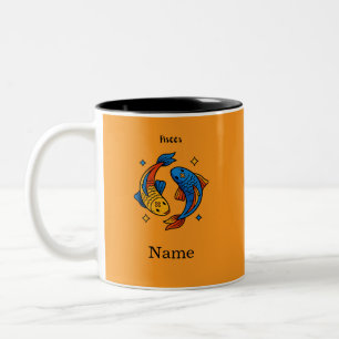 Caneca De Café Em Dois Tons Ilustração de Peixe de Desenho Animado do Signo de