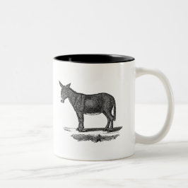 Caneca De Café Em Dois Tons Ilustração do asno do vintage - asnos 1800's