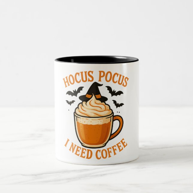 Caneca De Café Em Dois Tons Ilustração do Café Halloween (Centro)