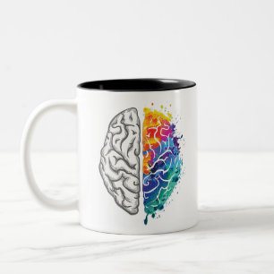 Caneca De Café Em Dois Tons ilustração do cérebro humano