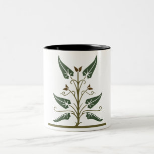 Caneca De Café Em Dois Tons Ilustração do elemento floral grego antigo