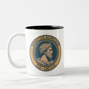 Caneca De Café Em Dois Tons Ilustração do Imperador Romano Marco Aurélio