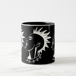 CANECA DE CAFÉ EM DOIS TONS ILUSTRAÇÃO MODERNA DO PUNK FEMININO MODERNO GRÁFIC
